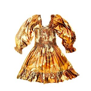 Boho Flora & Fauna Smocked Ruffle Dress